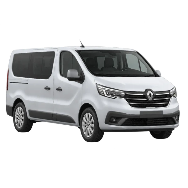 silver 2024 Renault Trafic front three-quarter (facing left) view