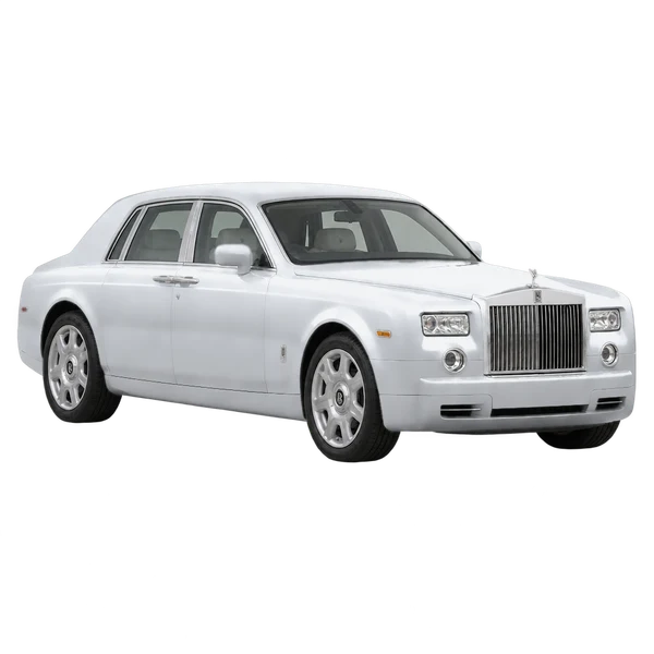 silver 2017 Rolls-Royce Phantom front three-quarter (facing left) view
