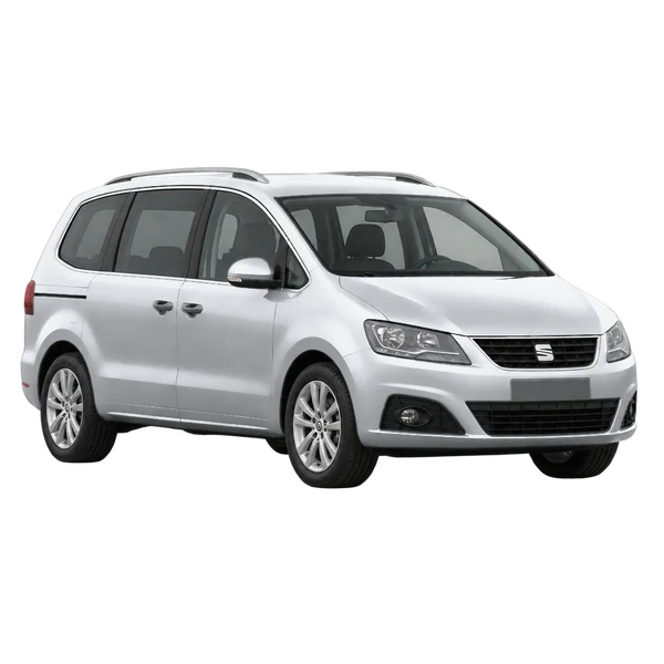 silver 2019 SEAT Alhambra front three-quarter (facing left) view