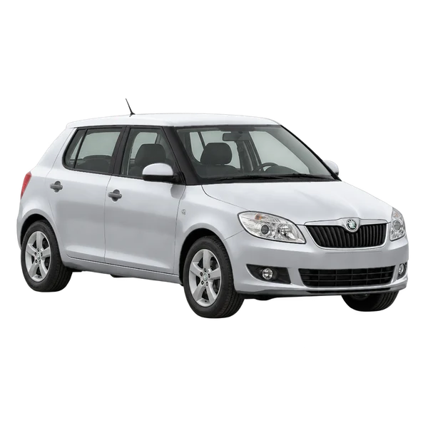 silver 2010 Skoda Fabia front three-quarter (facing left) view