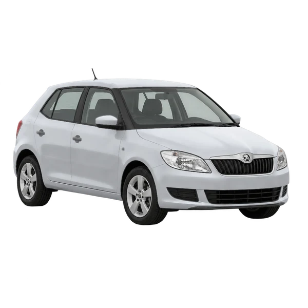 silver 2013 Skoda Fabia front three-quarter (facing left) view
