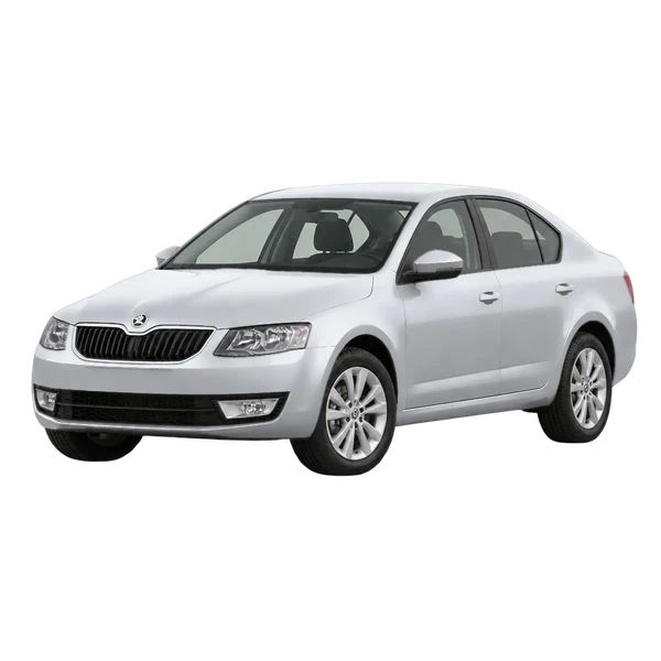 silver 2013 Skoda Octavia front three-quarter (facing left) view