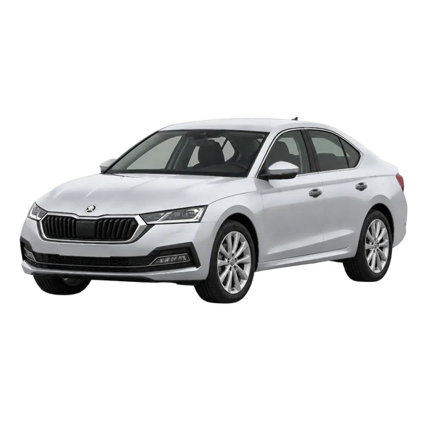 silver 2024 Skoda Octavia front three-quarter (facing left) view