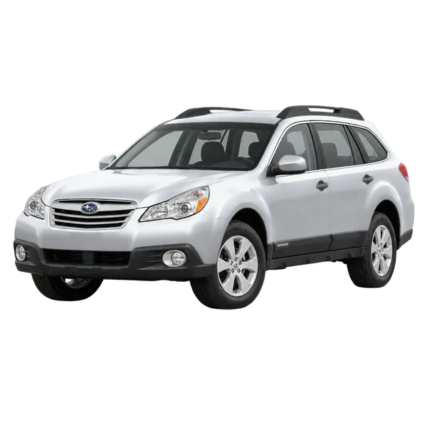 silver 2010 Subaru Outback front three-quarter (facing left) view