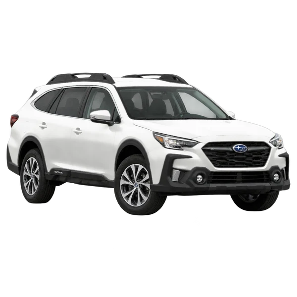 white 2027 Subaru Outback front three-quarter (facing left) view