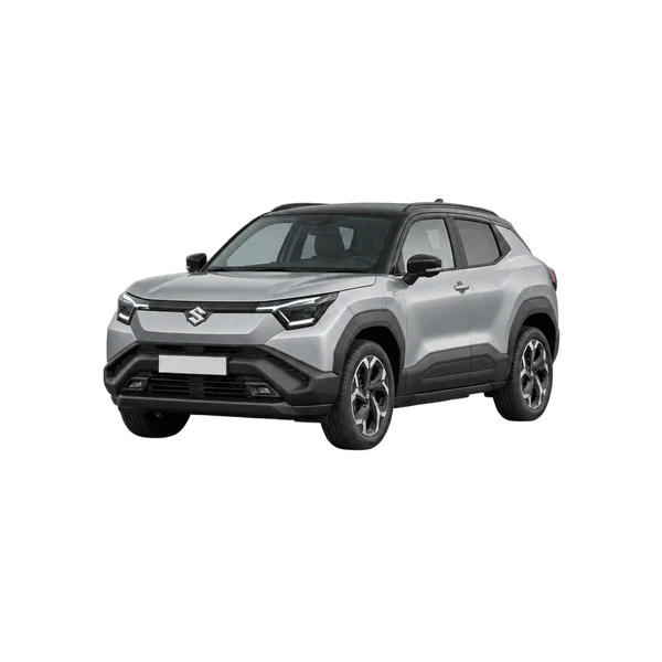 silver 2025 Suzuki E Vitara front three-quarter (facing left) view