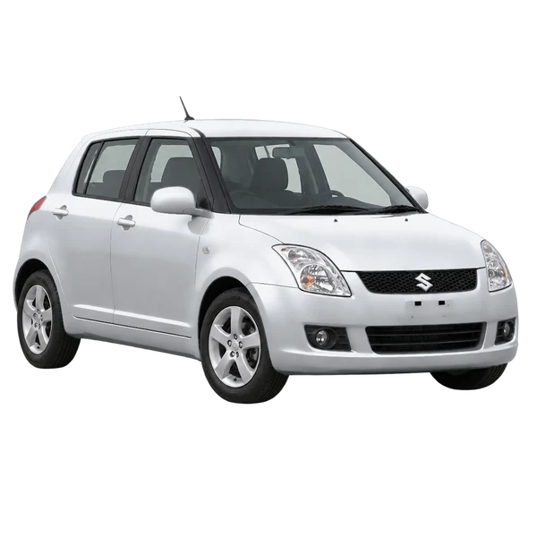 silver 2010 Suzuki Swift front three-quarter (facing left) view