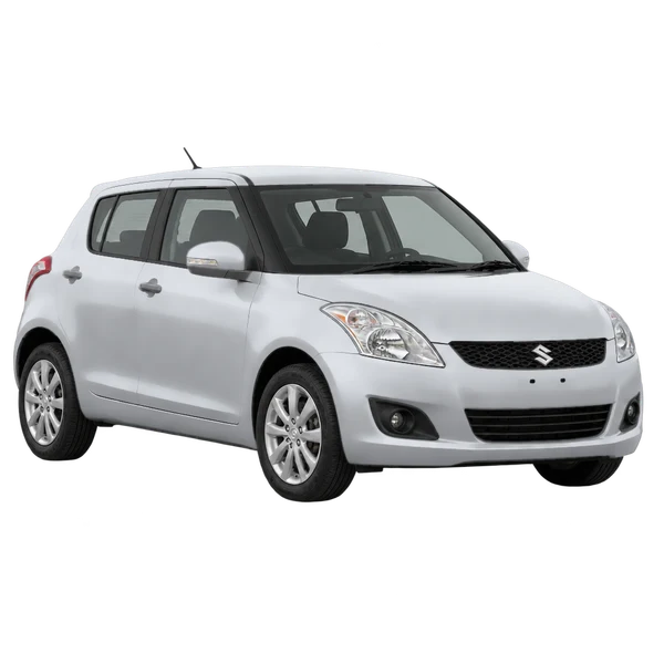 silver 2013 Suzuki Swift front three-quarter (facing left) view