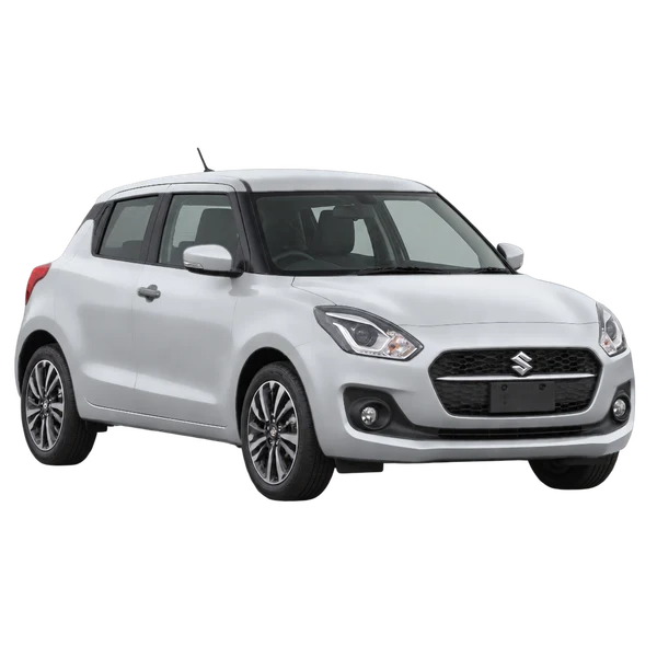 silver 2023 Suzuki Swift front three-quarter (facing left) view