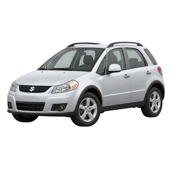 silver 2008 Suzuki SX4 front three-quarter (facing left) view