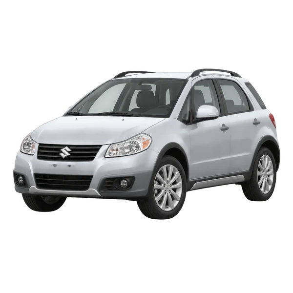 silver 2015 Suzuki SX4 front three-quarter (facing left) view