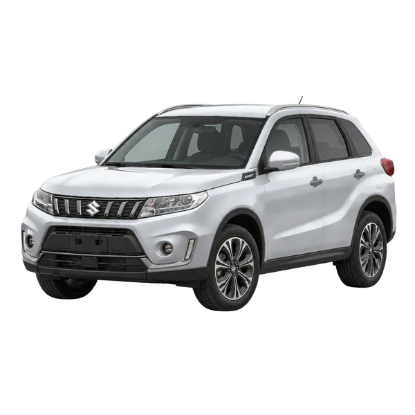 silver 2021 Suzuki Vitara front three-quarter (facing left) view