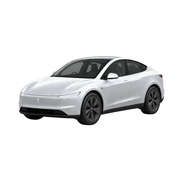 silver 2026 Tesla Cybercab front three-quarter (facing left) view