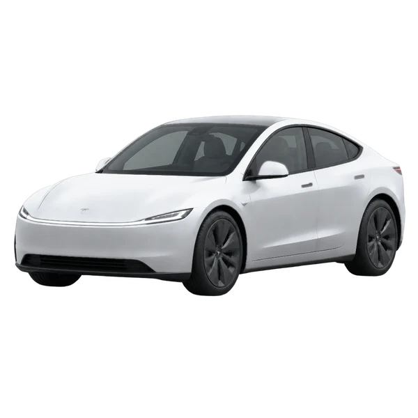 silver 2027 Tesla Cybercab front three-quarter (facing left) view