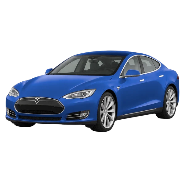 blue 2022 Tesla Model S front three-quarter (facing left) view