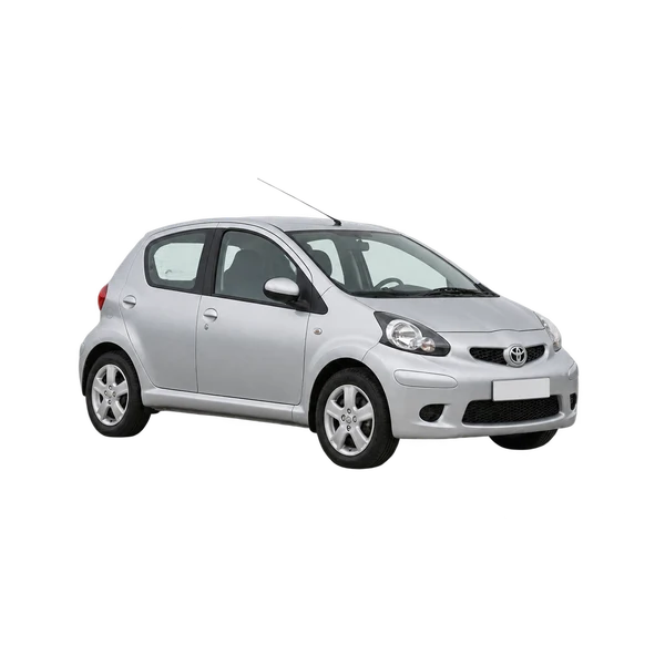 silver 2010 Toyota Aygo Plus VVT-I front three-quarter (facing left) view