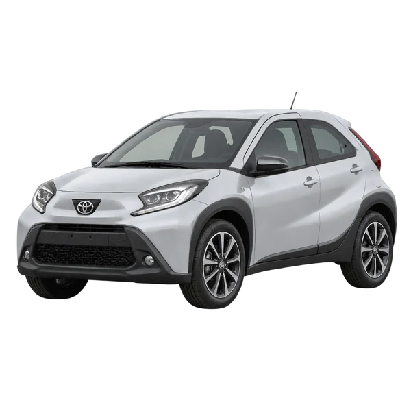 silver 2026 Toyota Aygo X front three-quarter (facing left) view