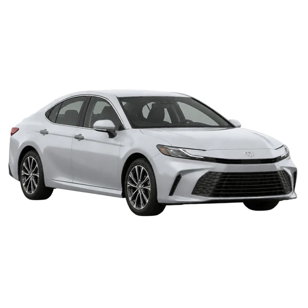 silver 2027 Toyota Camry front three-quarter (facing left) view