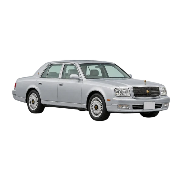 silver 2000 Toyota Century front three-quarter (facing left) view