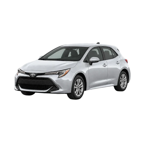 silver 2022 Toyota Corolla Hatchback front three-quarter (facing left) view