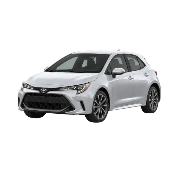 silver 2023 Toyota Corolla Hatchback front three-quarter (facing left) view