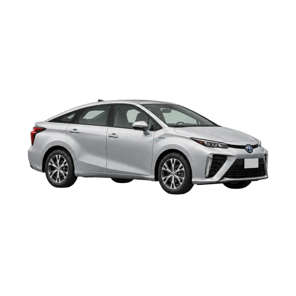 silver 2020 Toyota FCHV-adv front three-quarter (facing left) view