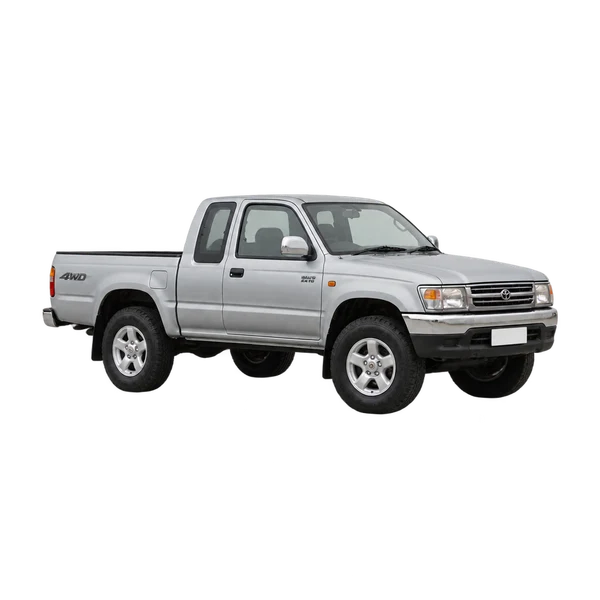 silver 2000 Toyota Hilux 2.4TD Xtracab 4WD front three-quarter (facing left) view