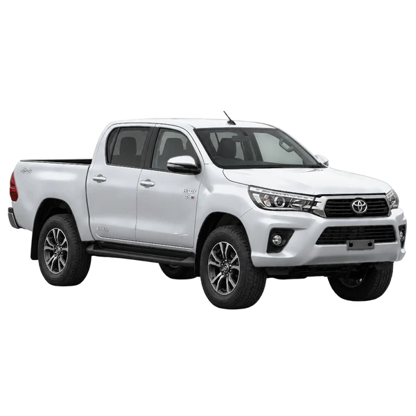 silver 2019 Toyota Hilux Invincible D-4D 4WD DCB front three-quarter (facing left) view
