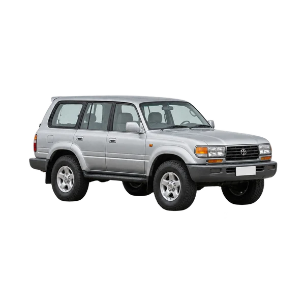 silver 1995 Toyota Land Cruiser front three-quarter (facing left) view