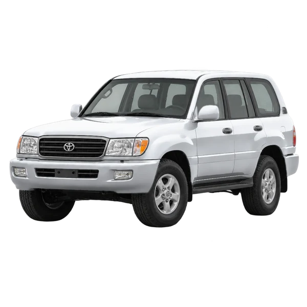 silver 1998 Toyota Land Cruiser front three-quarter (facing left) view