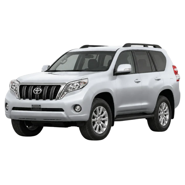 silver 2015 Toyota Land Cruiser Prado front three-quarter (facing left) view