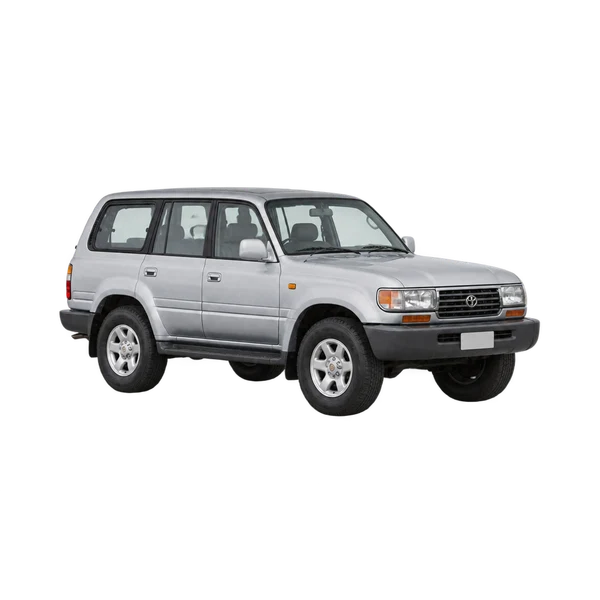 silver 1995 Toyota Landcruiser front three-quarter (facing left) view
