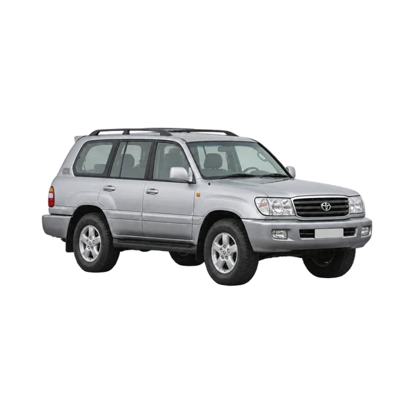 silver 2000 Toyota Landcruiser 100 4.2TD SW front three-quarter (facing left) view