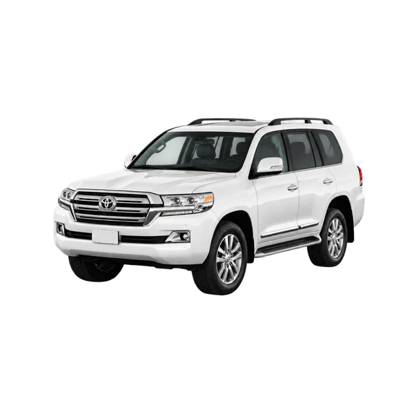 white 2018 Toyota Landcruiser 200 front three-quarter (facing left) view