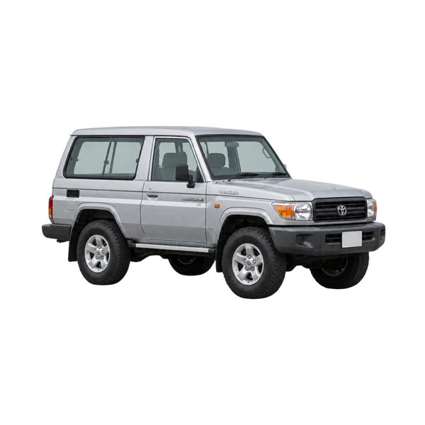 silver 2000 Toyota Landcruiser 70 4.2D VX SB front three-quarter (facing left) view