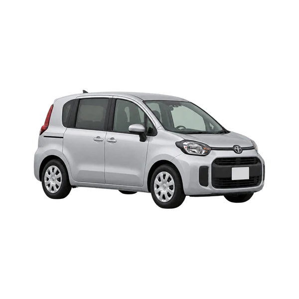 silver 2025 Toyota Porte front three-quarter (facing left) view