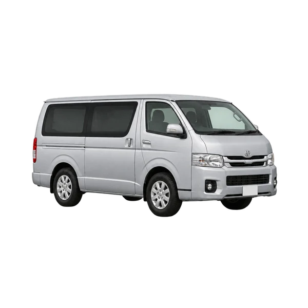 silver 2015 Toyota Regius front three-quarter (facing left) view