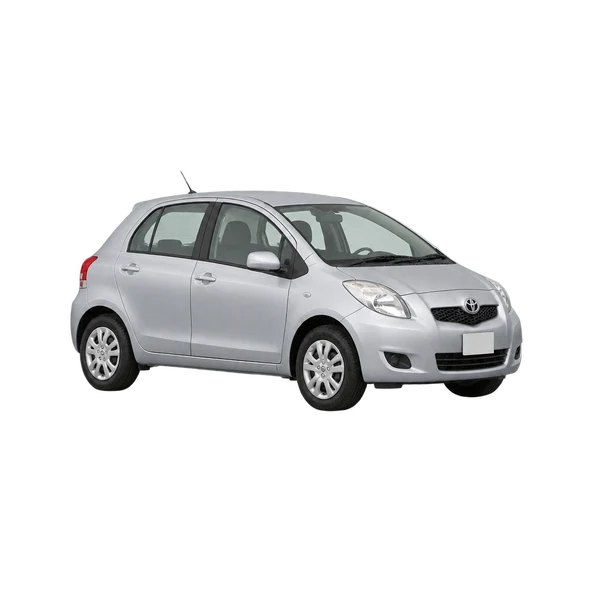 silver 2010 Toyota Vitz front three-quarter (facing left) view