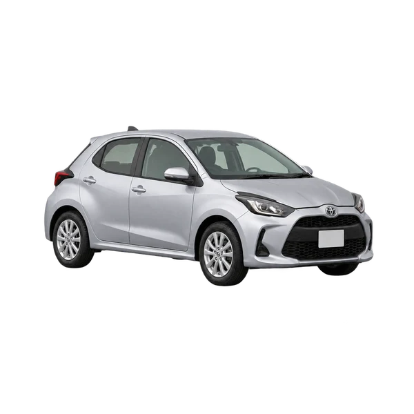silver 2025 Toyota Vitz front three-quarter (facing left) view