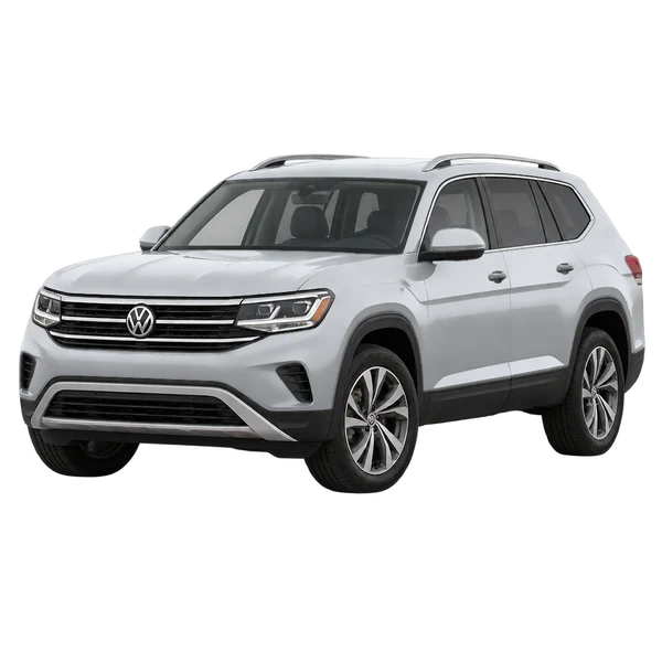 silver 2021 Volkswagen Atlas front three-quarter (facing left) view