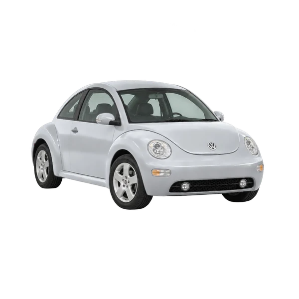 silver 2001 Volkswagen Beetle front three-quarter (facing left) view