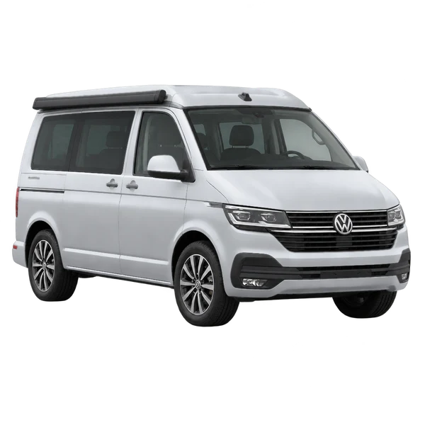 silver 2022 Volkswagen California front three-quarter (facing left) view