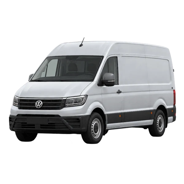 silver 2024 Volkswagen Crafter front three-quarter (facing left) view
