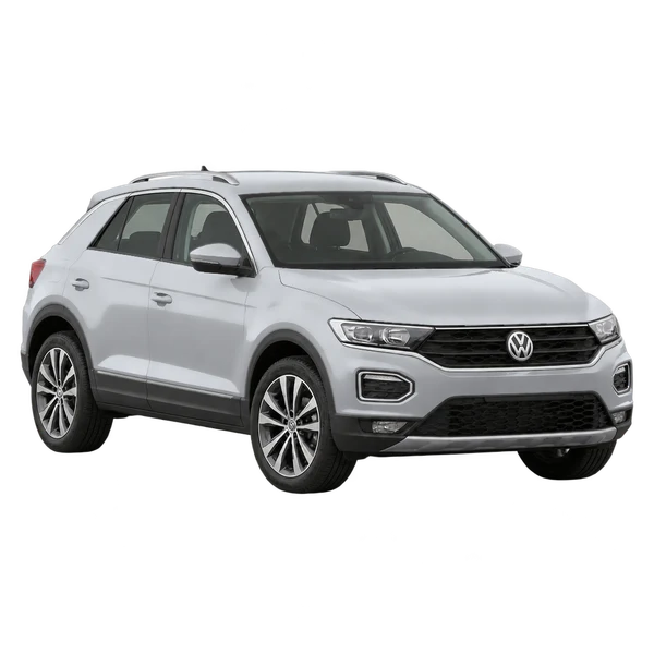silver 2019 Volkswagen T-ROC front three-quarter (facing left) view