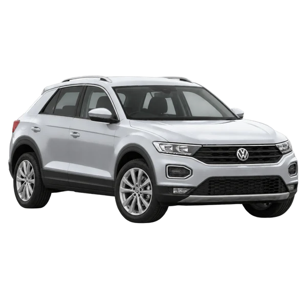 silver 2021 Volkswagen T-ROC front three-quarter (facing left) view