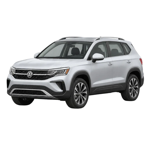 2027 VOLKSWAGEN Taos — Front three-quarter (facing left), silver