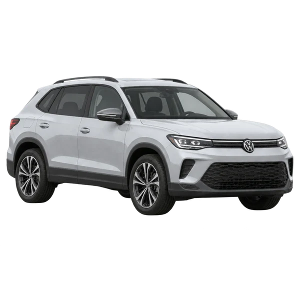 silver 2026 Volkswagen Tiguan S front three-quarter (facing left) view