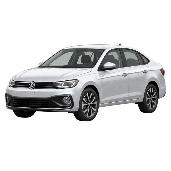 silver 2024 Volkswagen Virtus front three-quarter (facing left) view