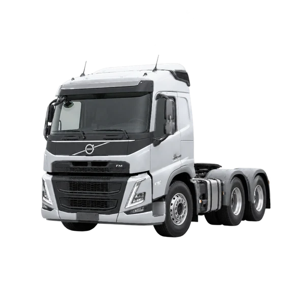 silver 2025 Volvo FM Series front three-quarter (facing left) view