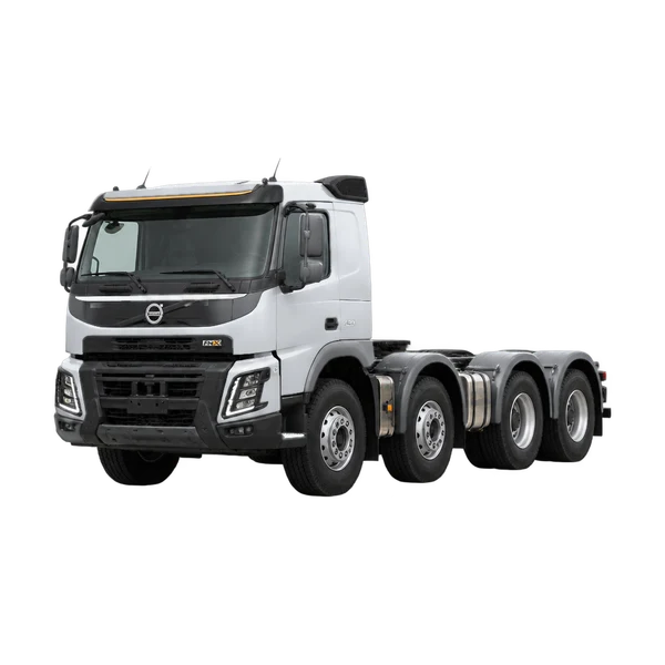 silver 2024 Volvo FMX 460 10X4 front three-quarter (facing left) view